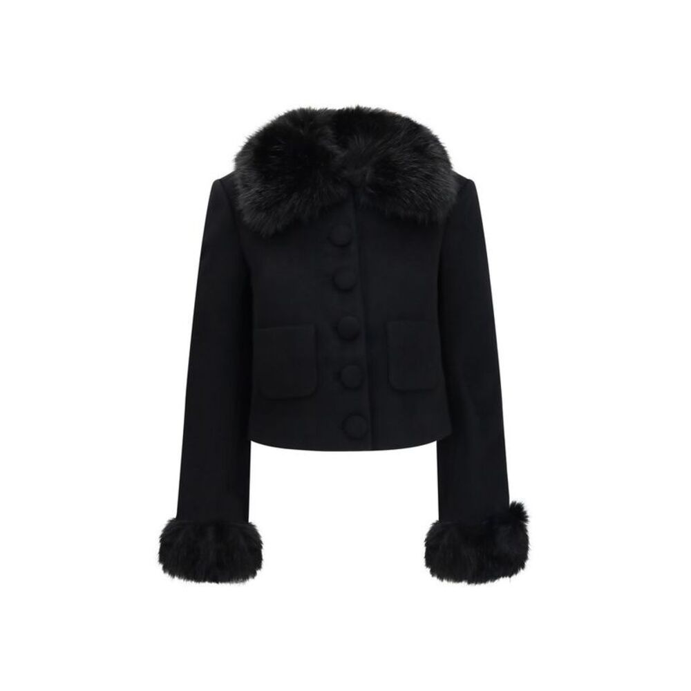 Self-Portrait Black Wool Oves Aries Full-Length Women's Jacket